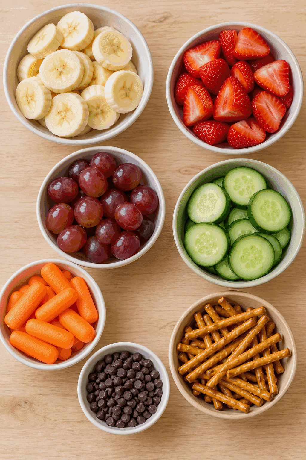 Ingredients for fruit and vegetable bug snacks