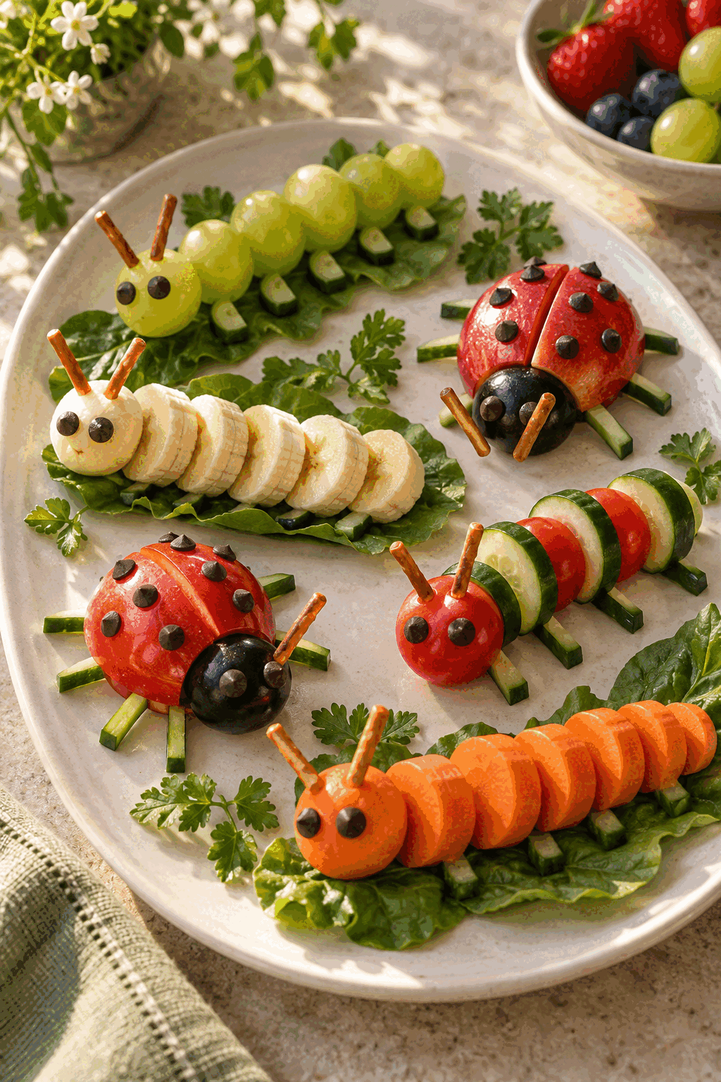 fruit and vegetable bug snacks cooking with fruit and vegetables