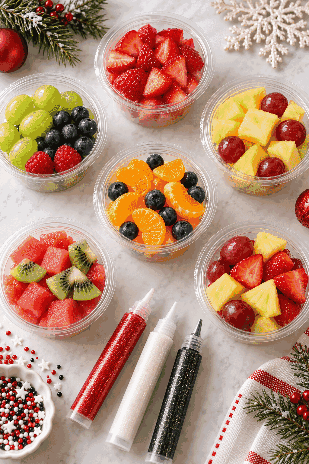 fruit cup Santa snacks ingredients