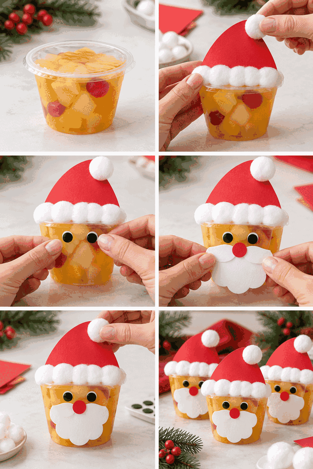 how to decorate fruit cup Santa snacks