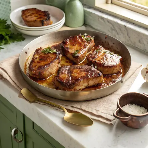 glazed pork chops finished dish
