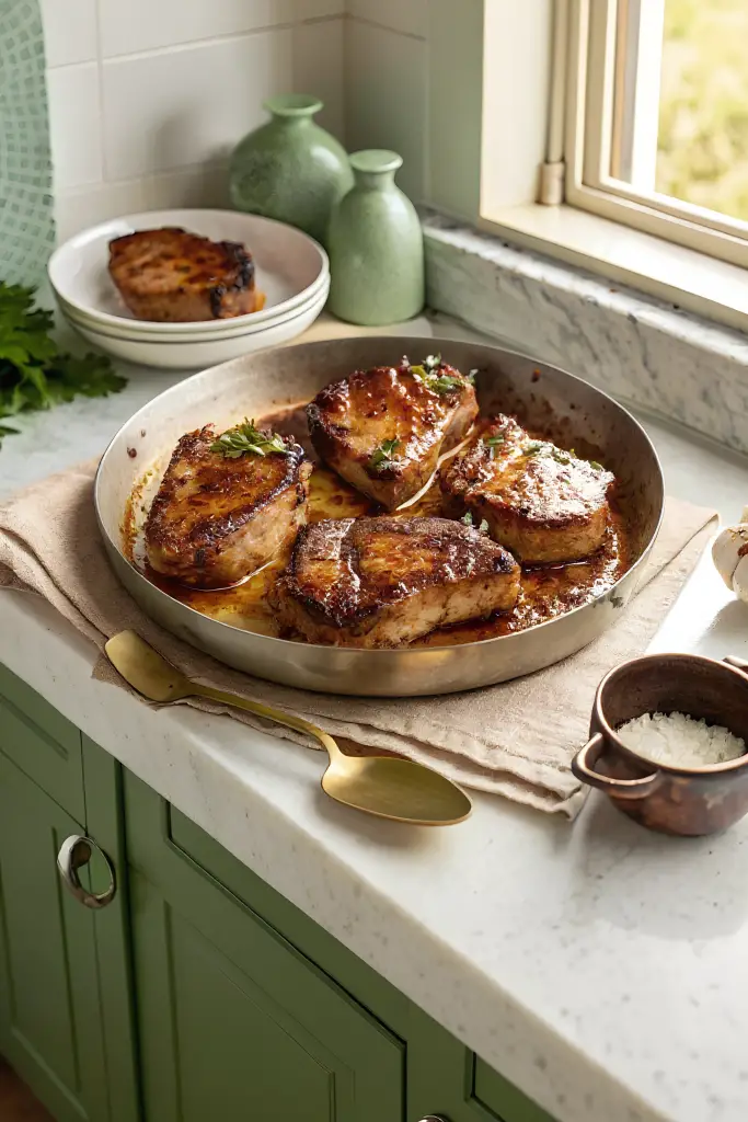 glazed pork chops finished dish
