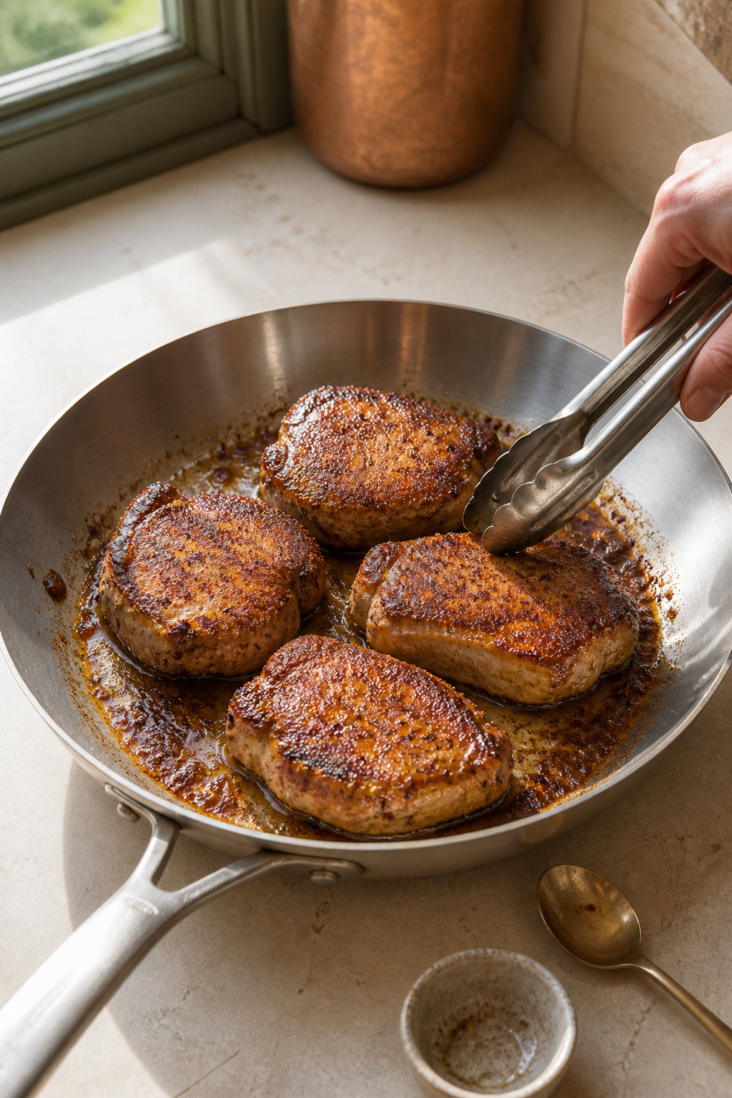 glazed pork chops preparation in progress