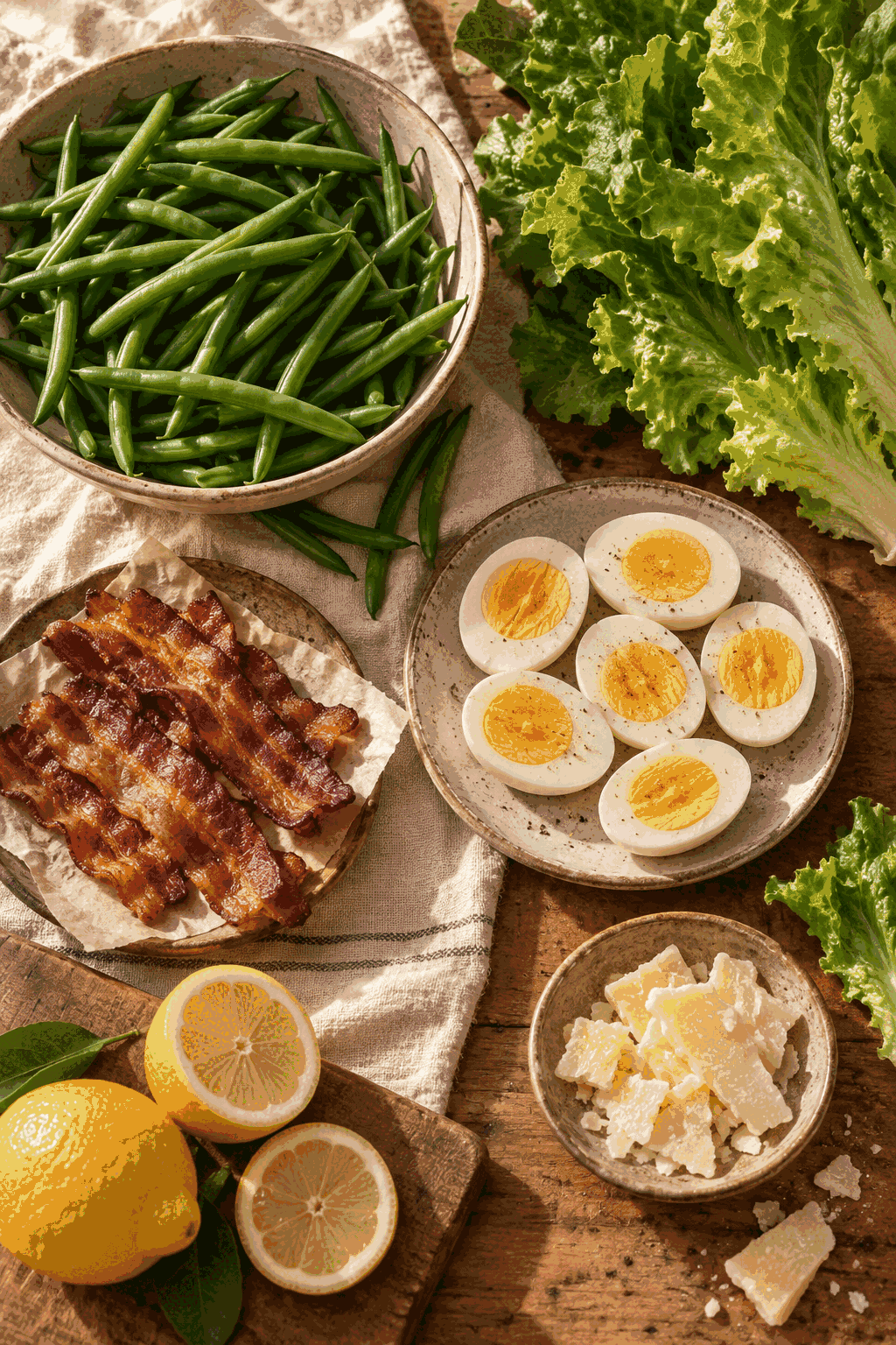 green bean and egg salad ingredients