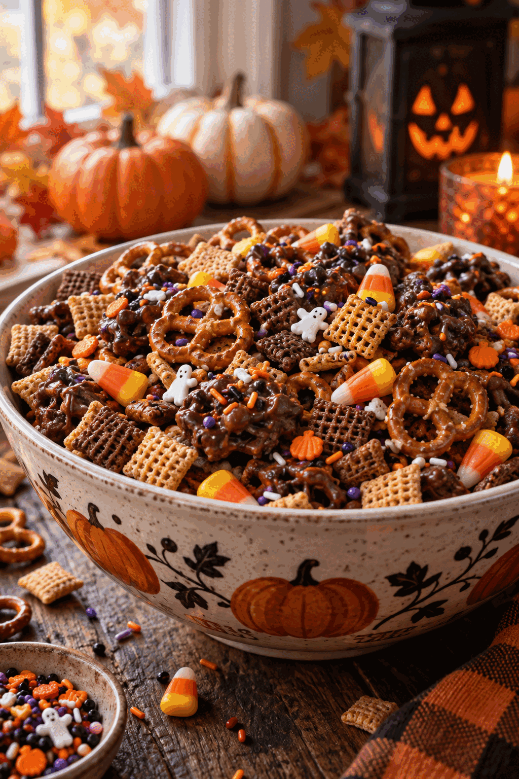 Halloween sweets and snacks chocolate pretzel mix