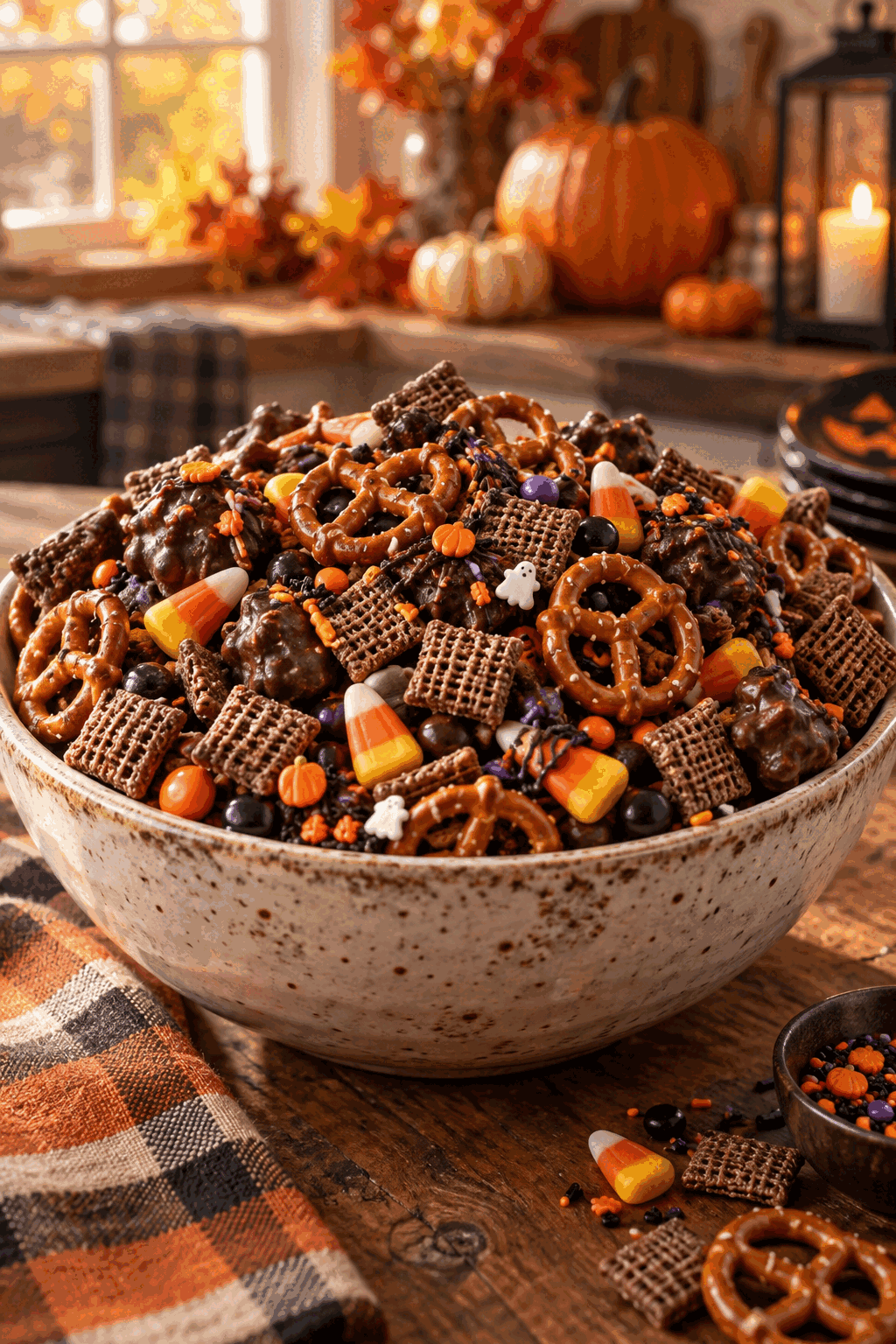 Halloween sweets and snacks ingredients arranged