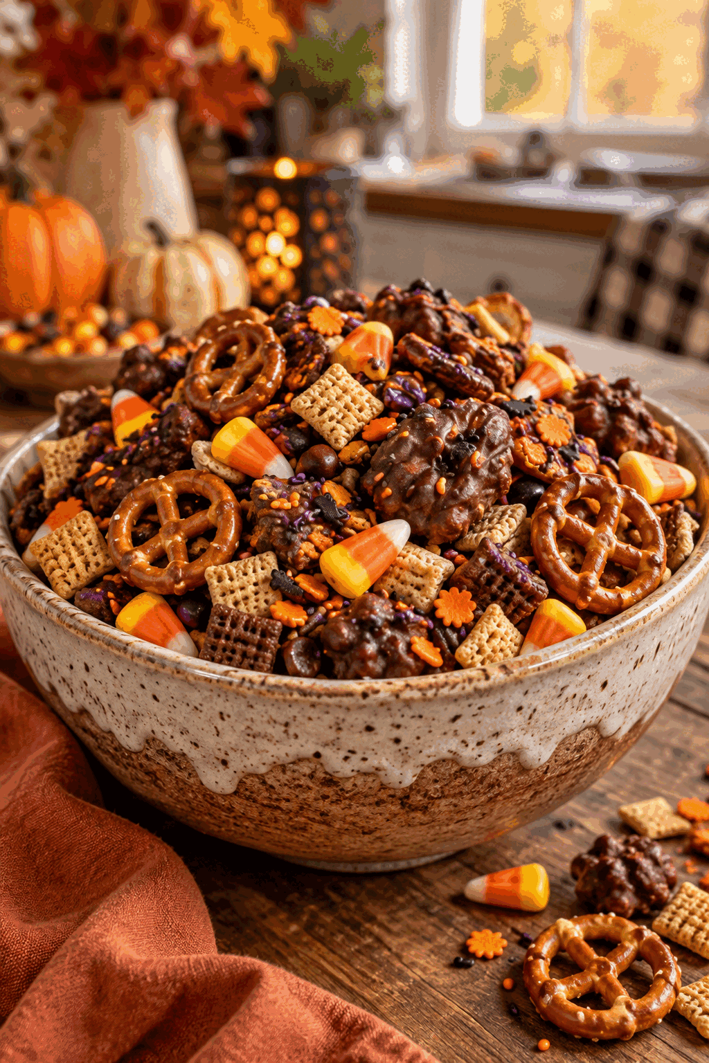 Halloween sweets and snacks being coated with chocolate