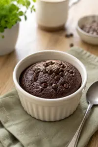 Finished healthy flourless chocolate mug cake