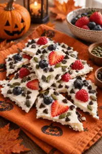 healthy Halloween treats yogurt bark