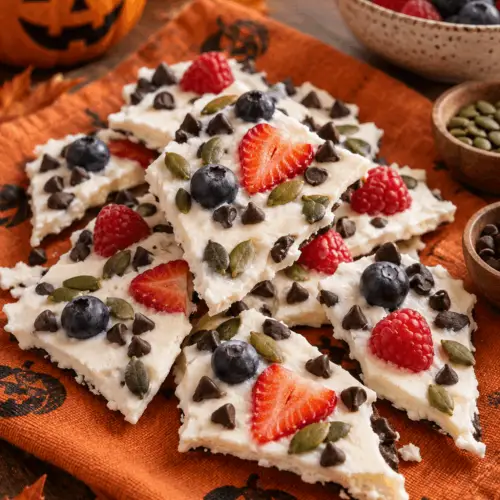 healthy Halloween treats yogurt bark