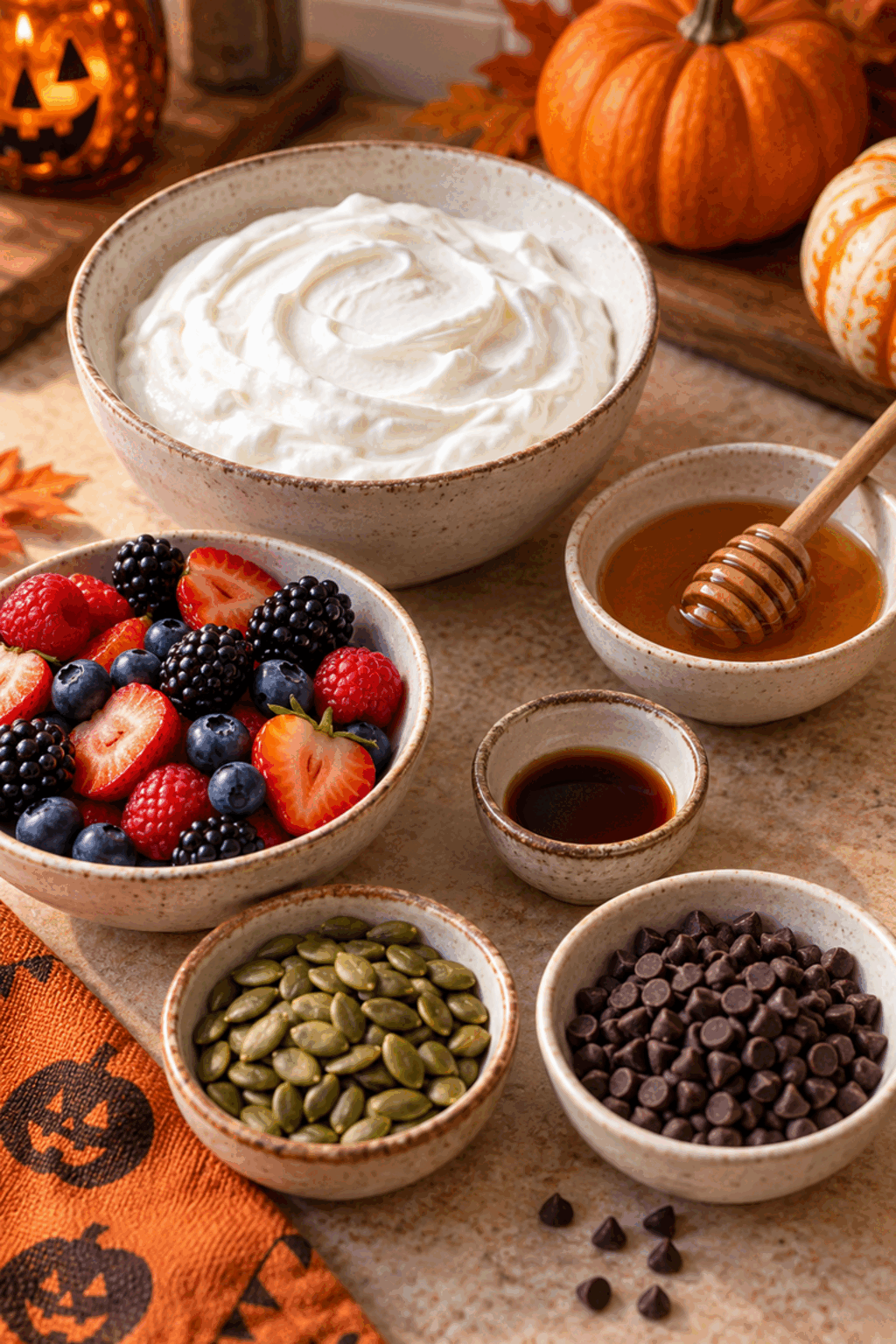 healthy Halloween treats ingredients for yogurt bark