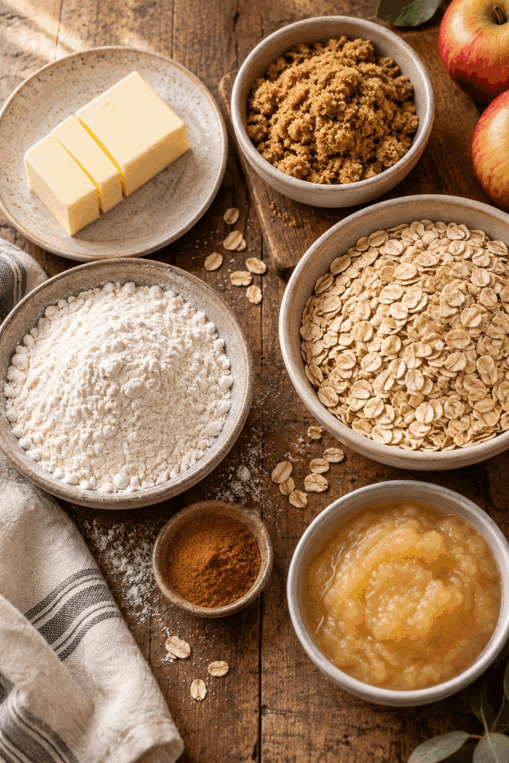 Ingredients for homemade oatmeal bars