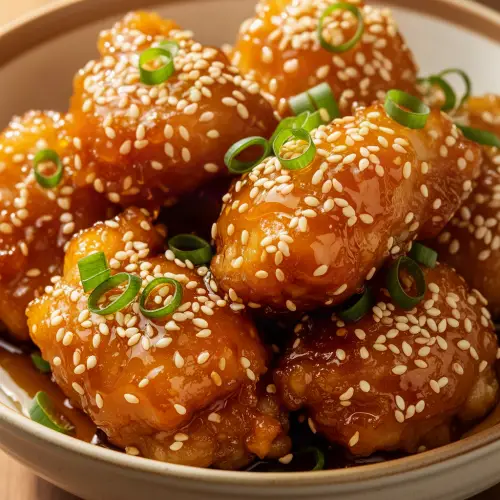 Instant Pot honey sesame chicken ready to serve