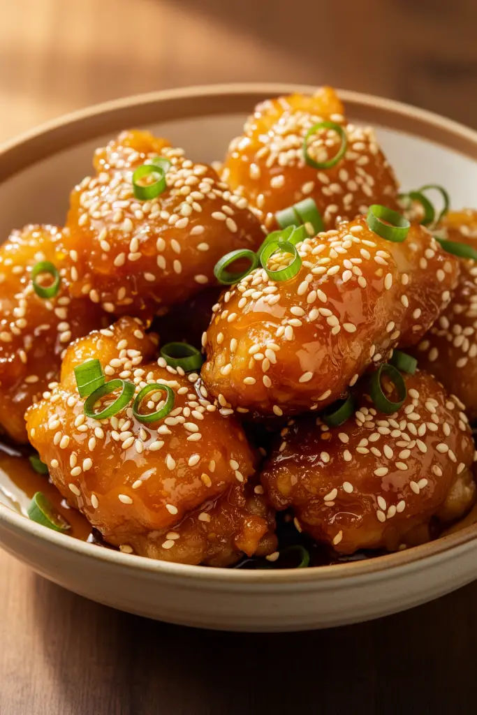 Instant Pot honey sesame chicken ready to serve
