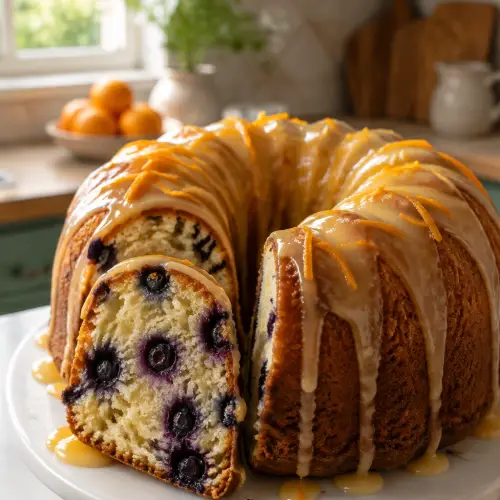 Instant Pot orange blueberry muffin bread finished and ready to serve