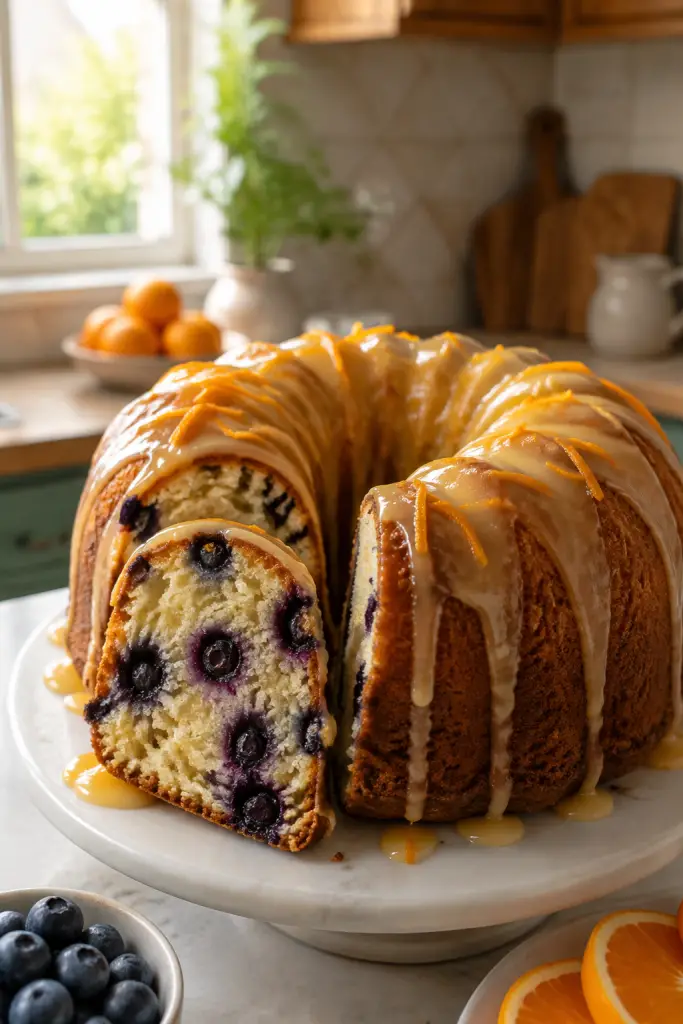 Instant Pot orange blueberry muffin bread finished and ready to serve
