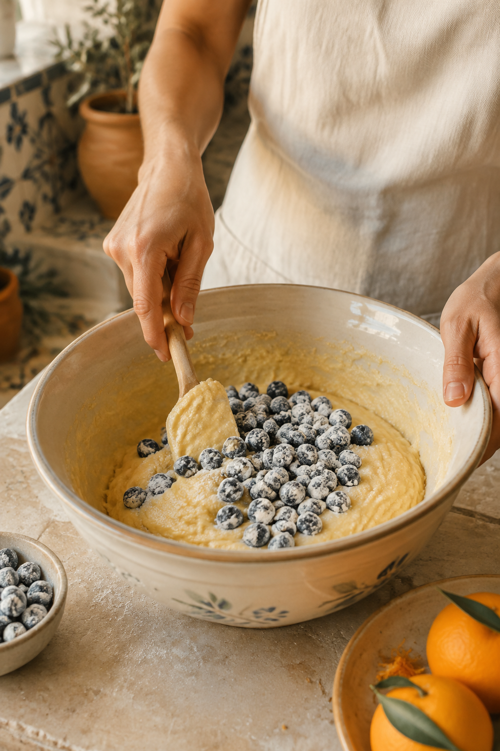 Instant Pot orange blueberry muffin bread preparation in progress