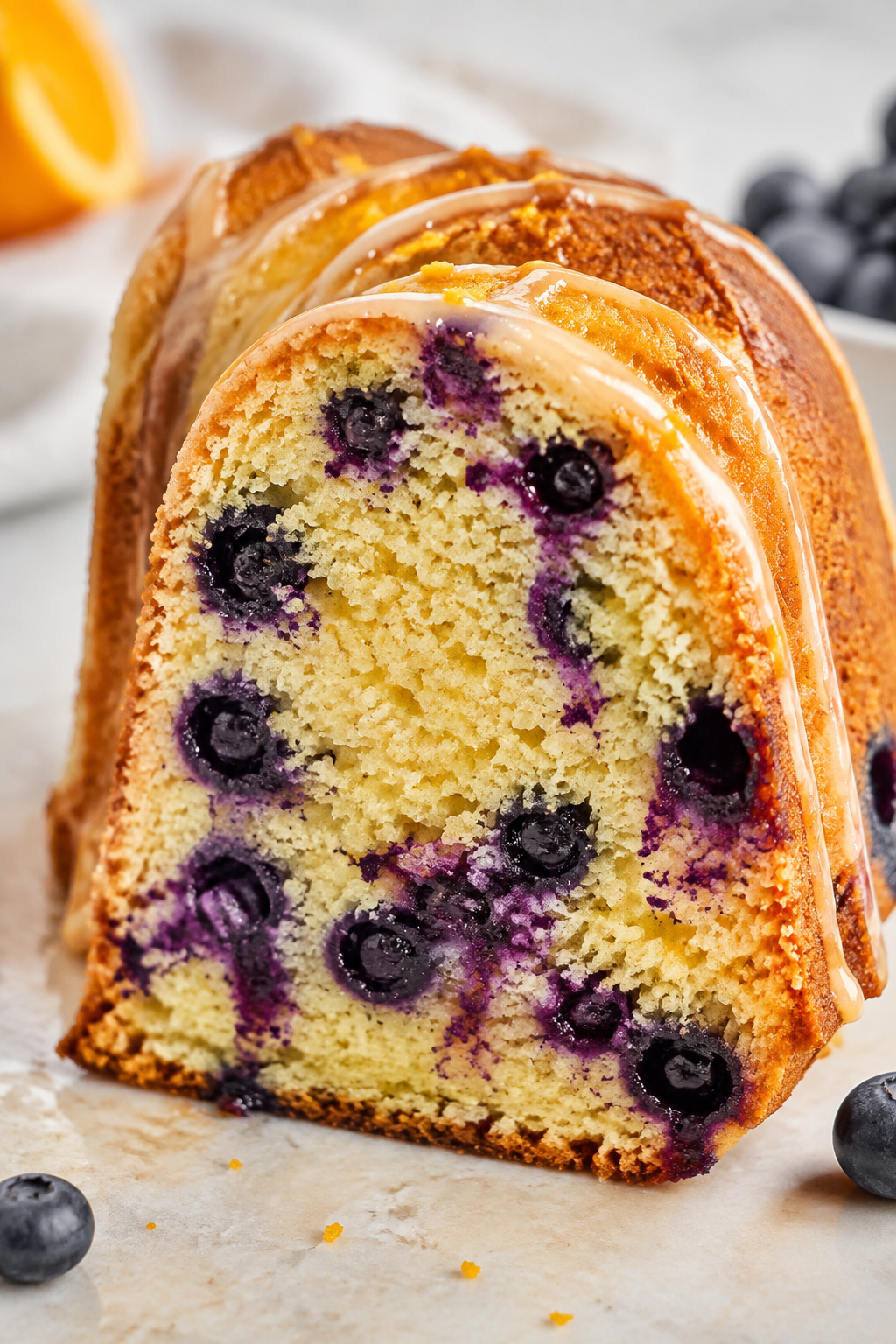 Instant Pot orange blueberry muffin bread served with a polished finish