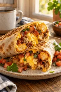 loaded breakfast burrito wrapped and served