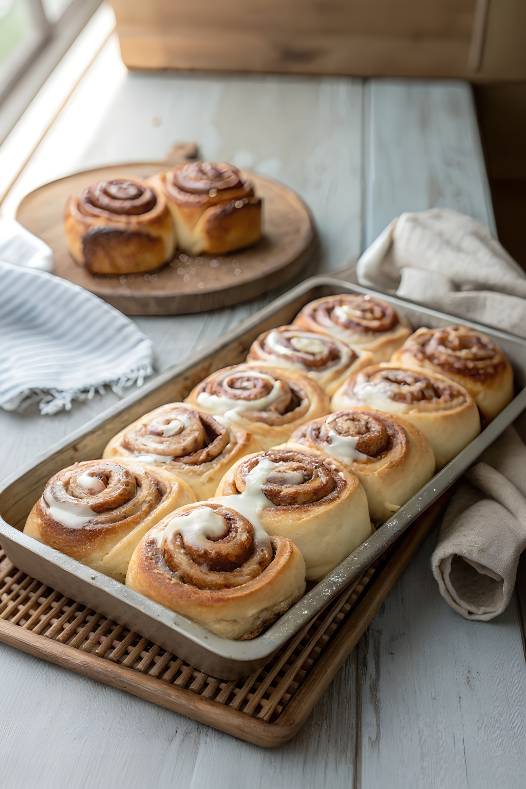 make ahead cinnamon rolls baked with cream cheese icing