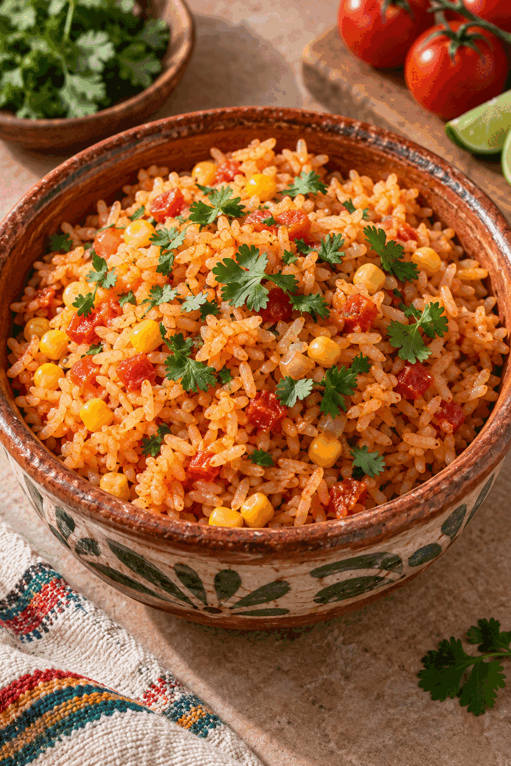 mexican rice served fluffy and golden