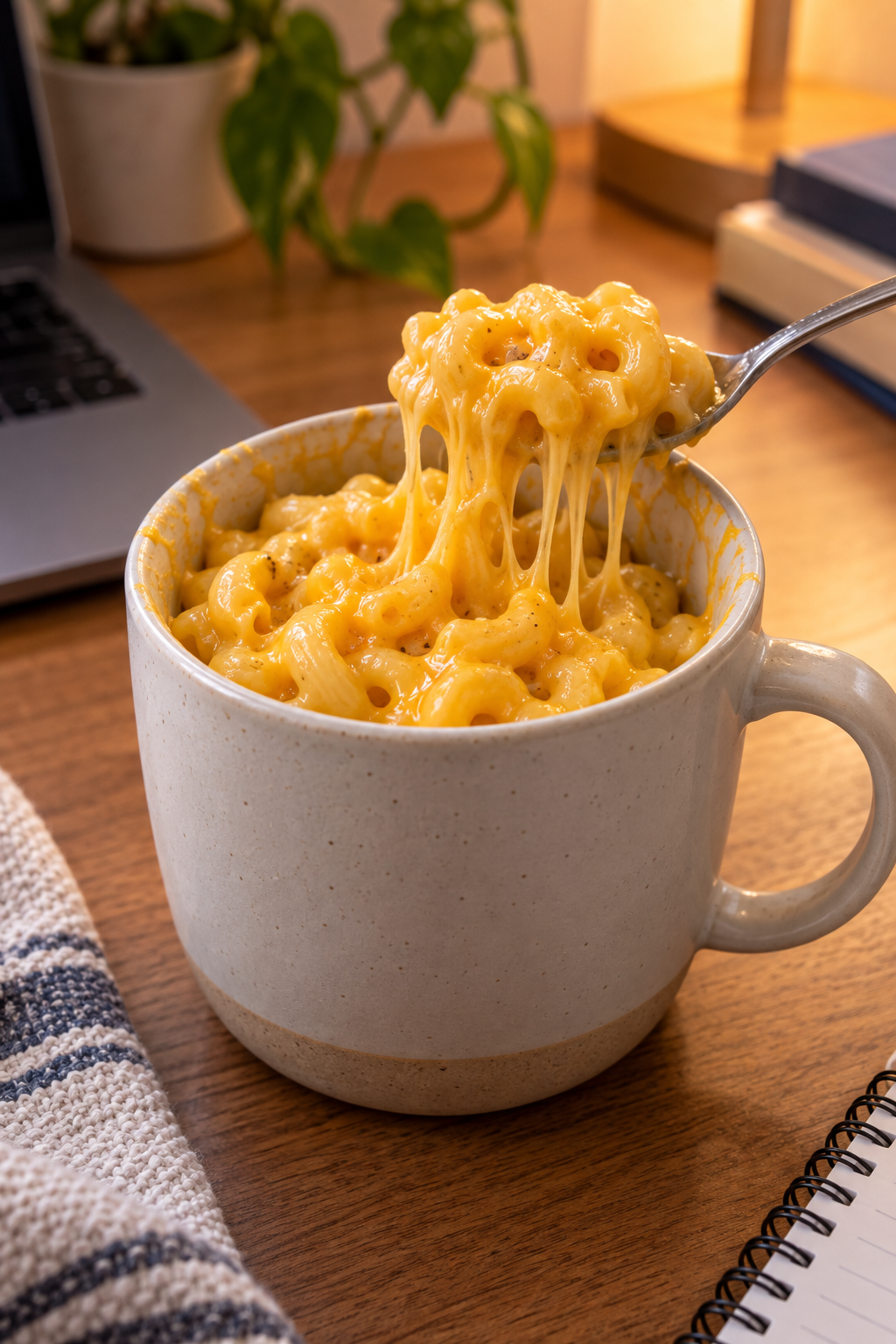 Creamy microwave mug mac and cheese ready to eat