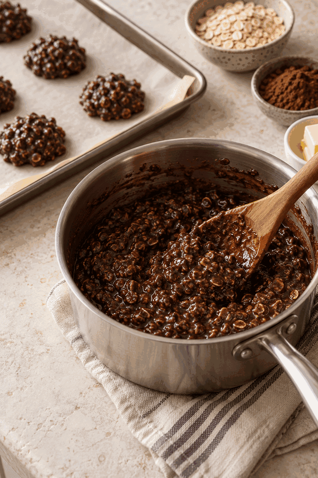 no bake Oreo cookies preparation in progress