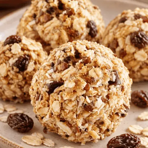 oatmeal raisin no-bake energy bites finished dish