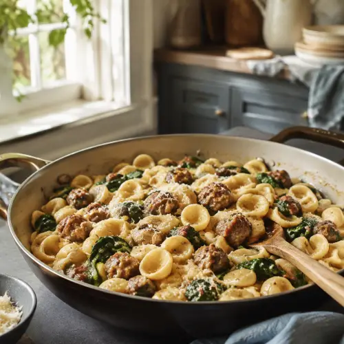 one-pan orecchiette for two finished and ready to serve
