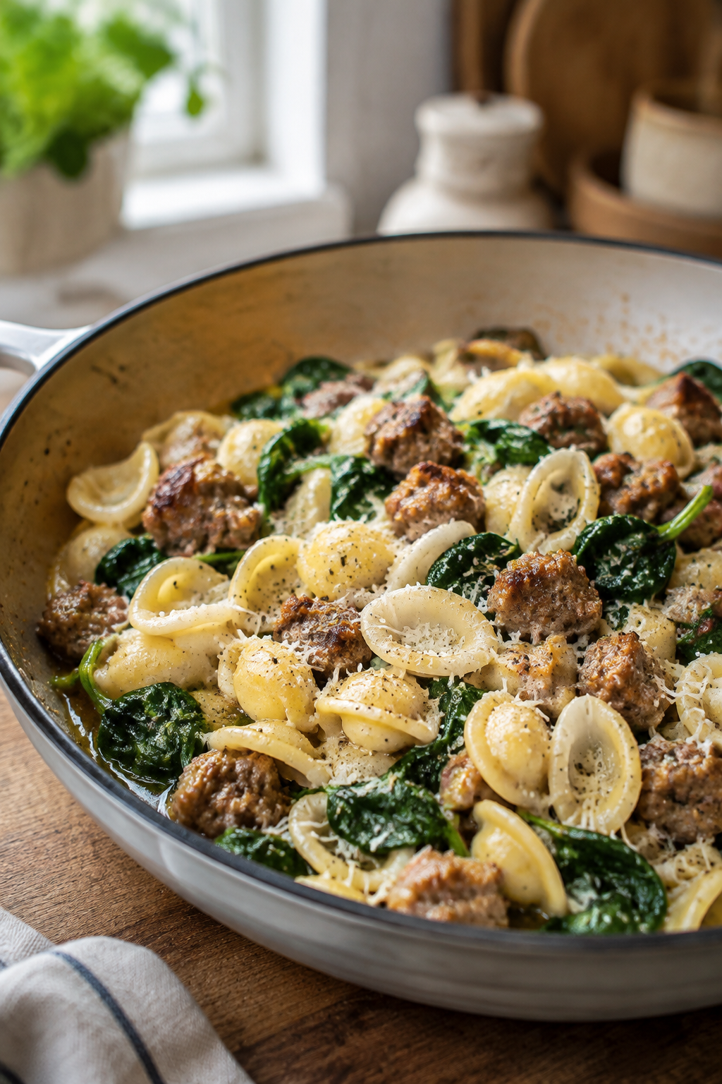 one-pan orecchiette for two served with a polished finish