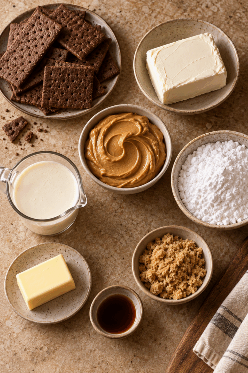 peanut butter pie ingredients measured for the filling and crust