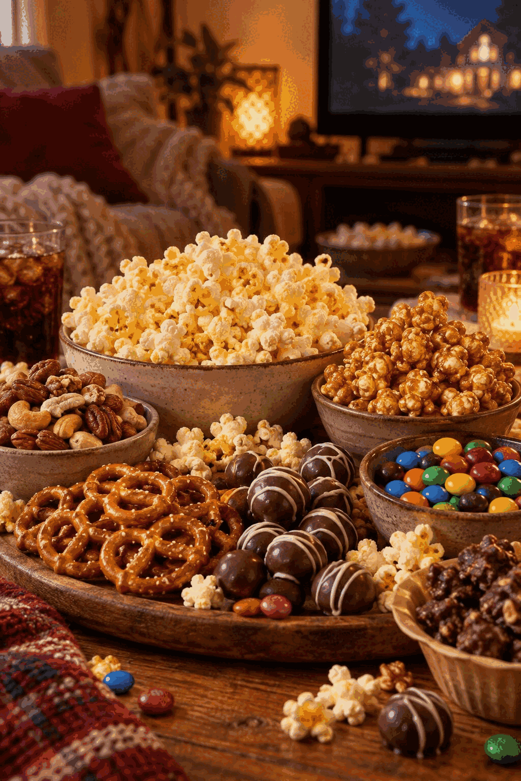 Movie snack platter arranged for film night