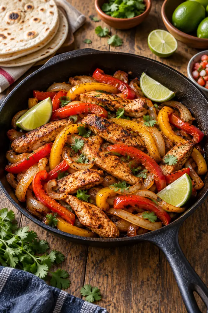 Quick easy dinner recipes: chicken fajita skillet