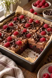 raspberry mocha mousse brownies finished dish