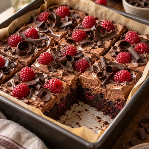 raspberry mocha mousse brownies finished dish