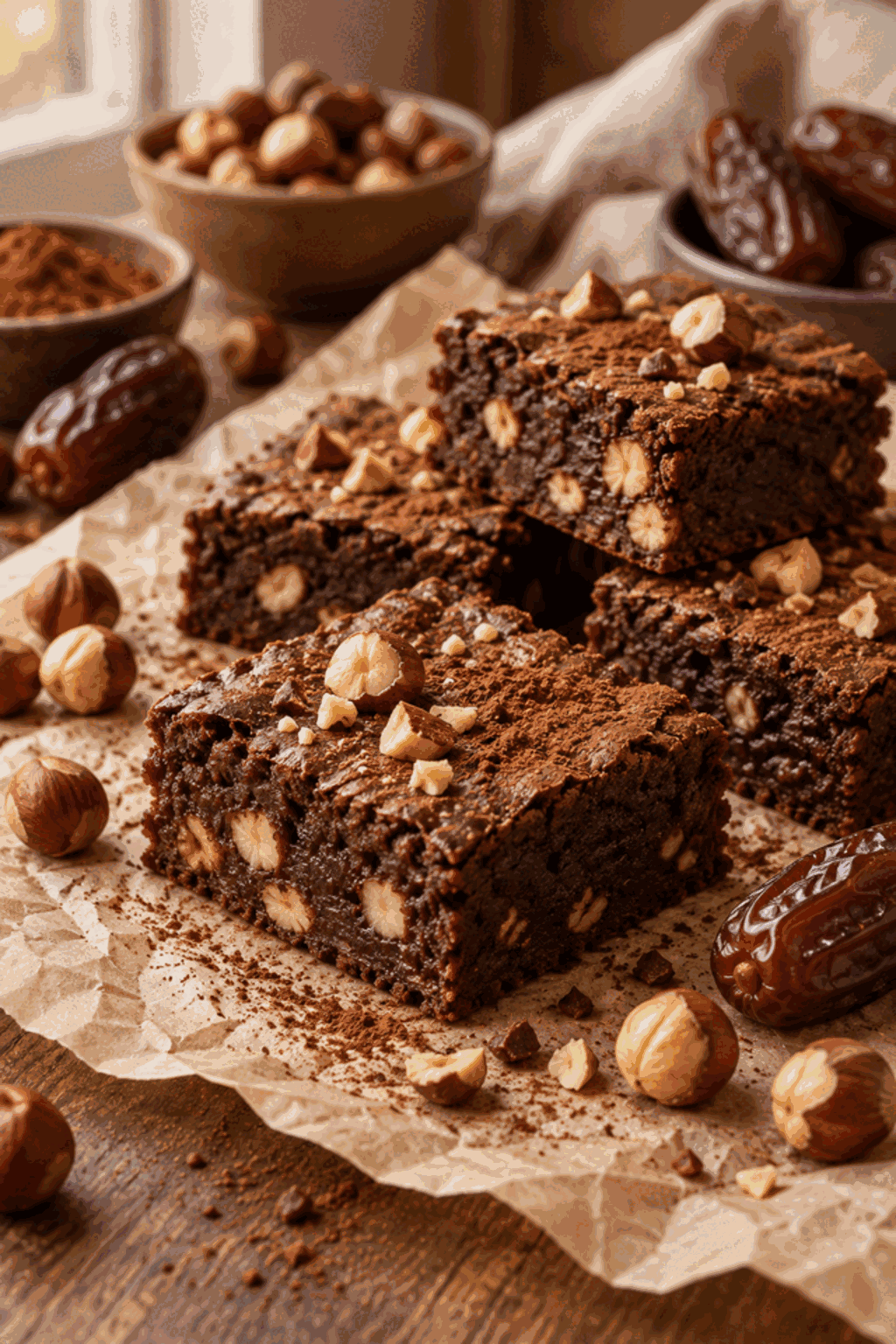 Raw hazelnut chocolate brownies