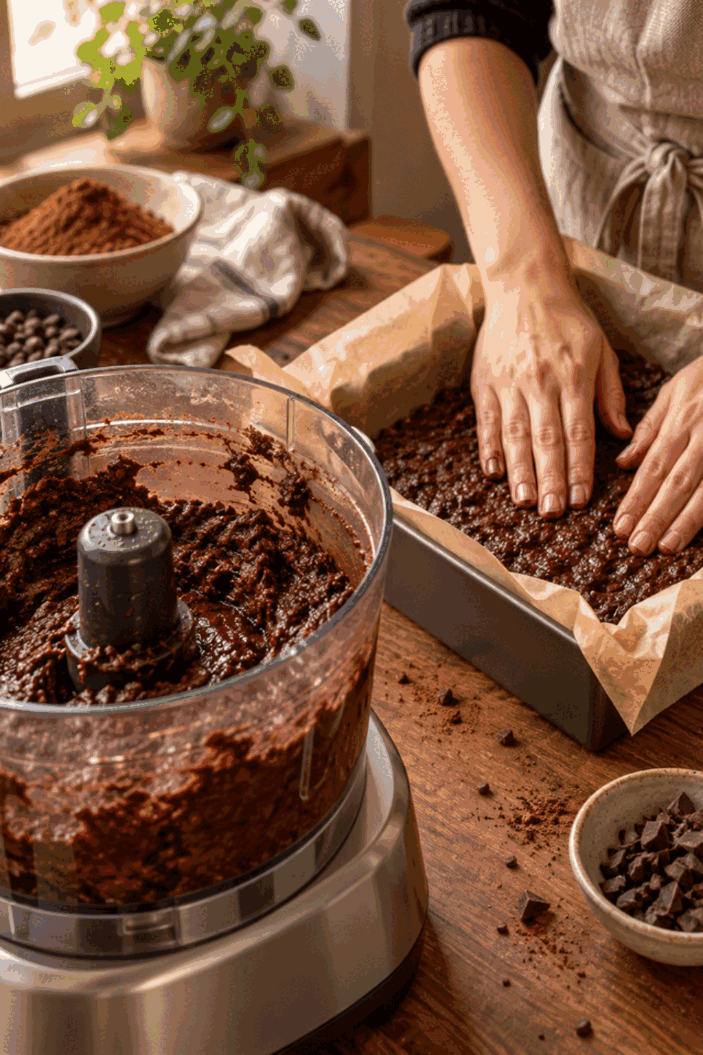 raw hazelnut brownies process