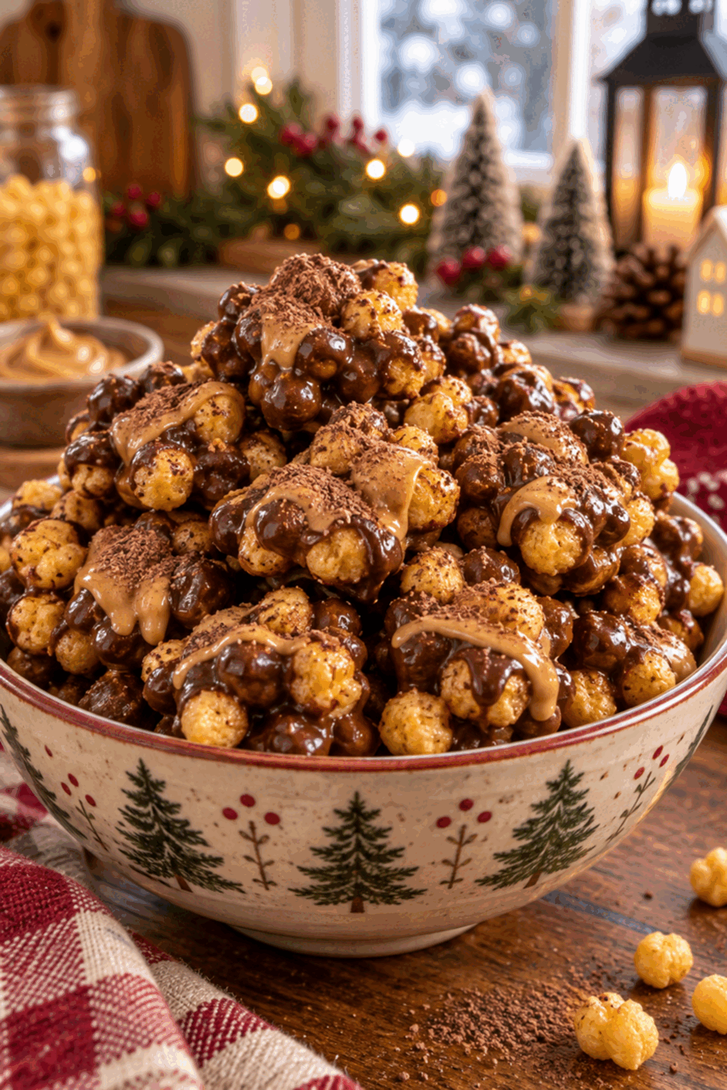 Reindeer poop recipe in a festive serving bowl