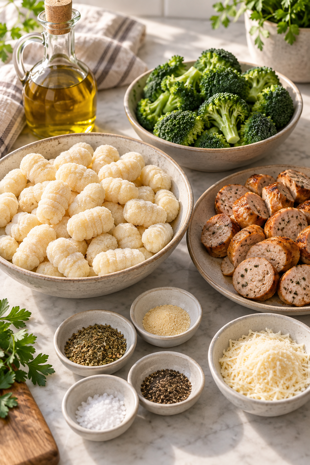 sheet pan cauliflower gnocchi with chicken sausage ingredients