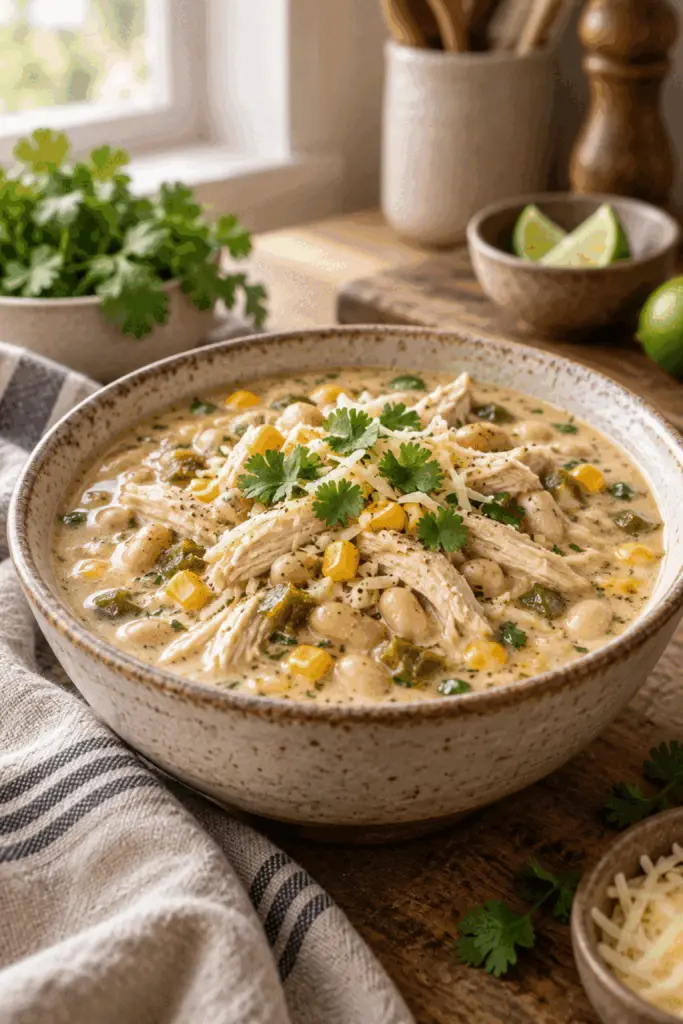 slow cooker creamy white chicken chili