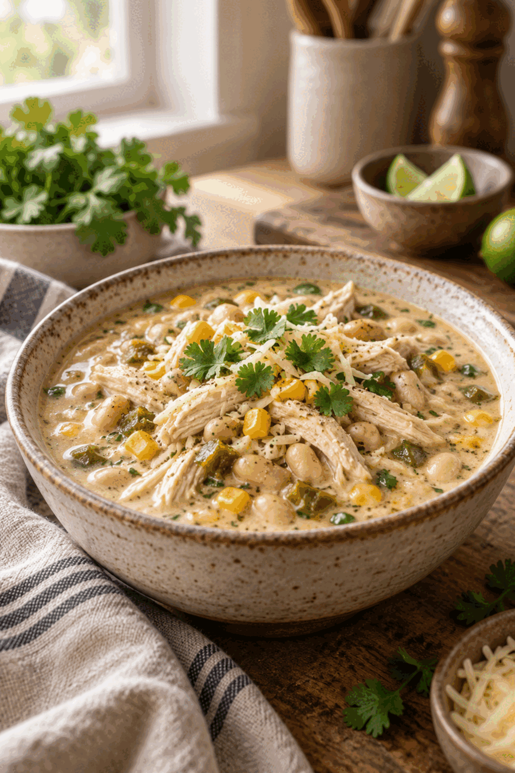 slow cooker creamy white chicken chili
