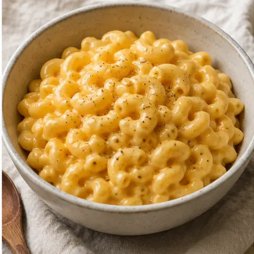 slow cooker mac and cheese ready to serve