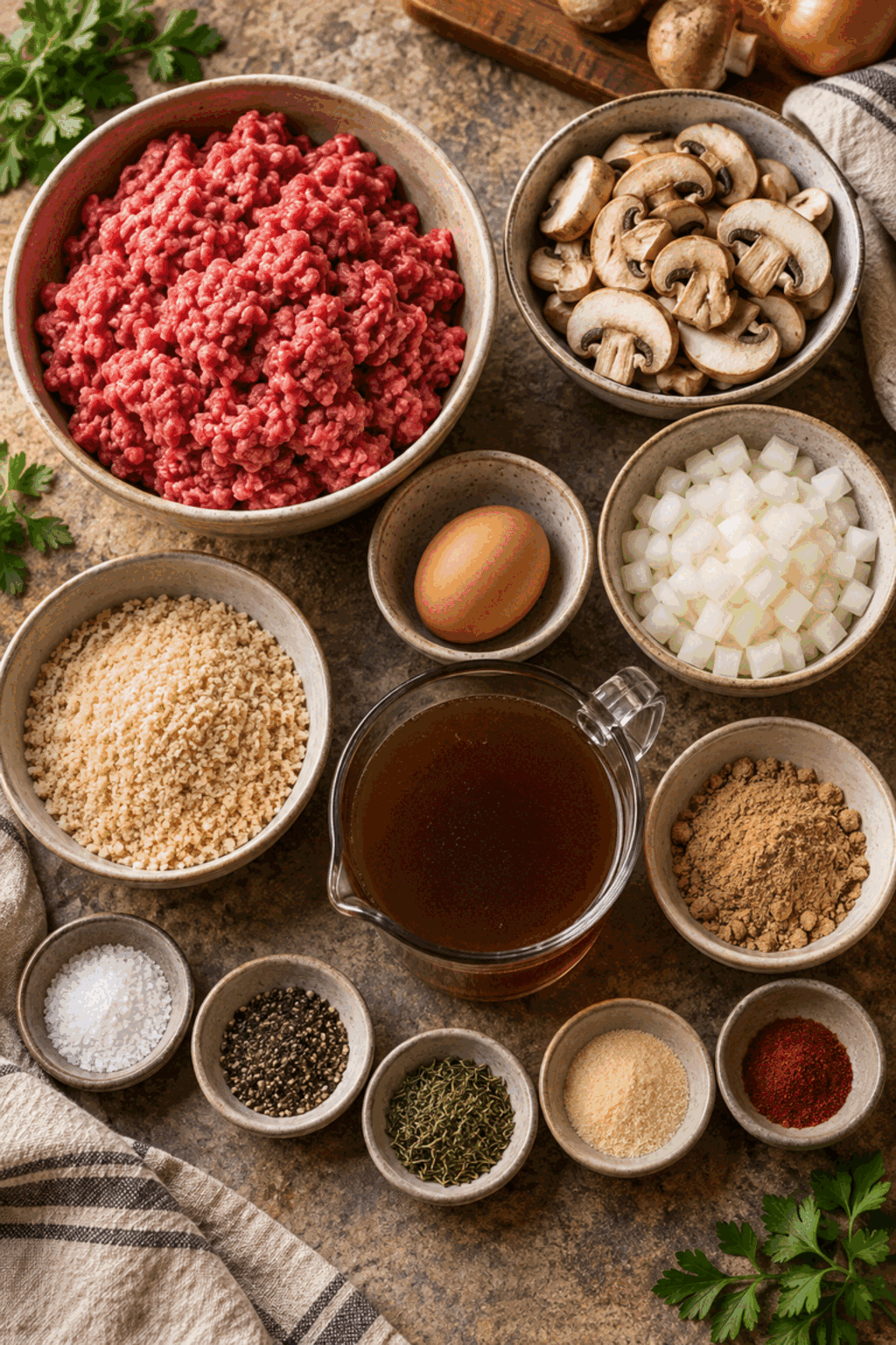 Ingredients for slow cooker Salisbury steak