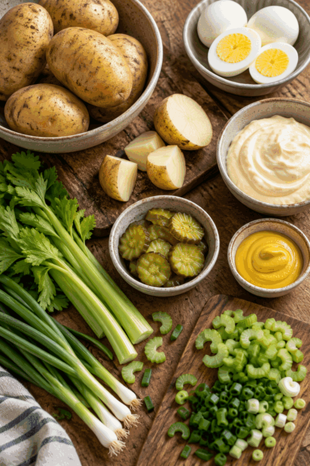 Ingredients for southern potato salad