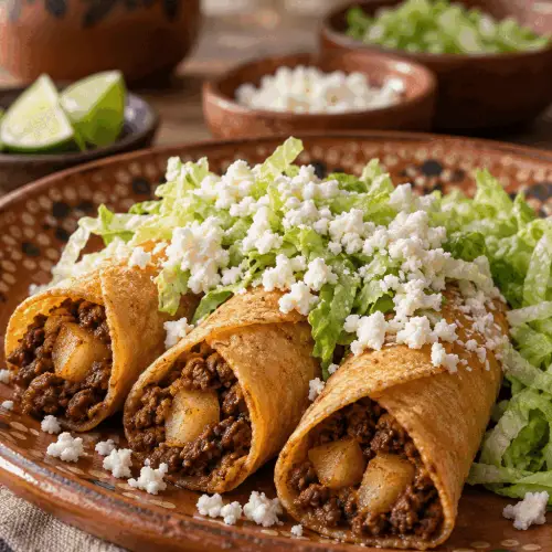 tacos dorados with crisp golden shells