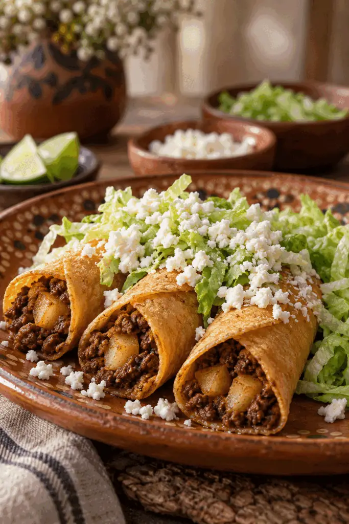 tacos dorados with crisp golden shells