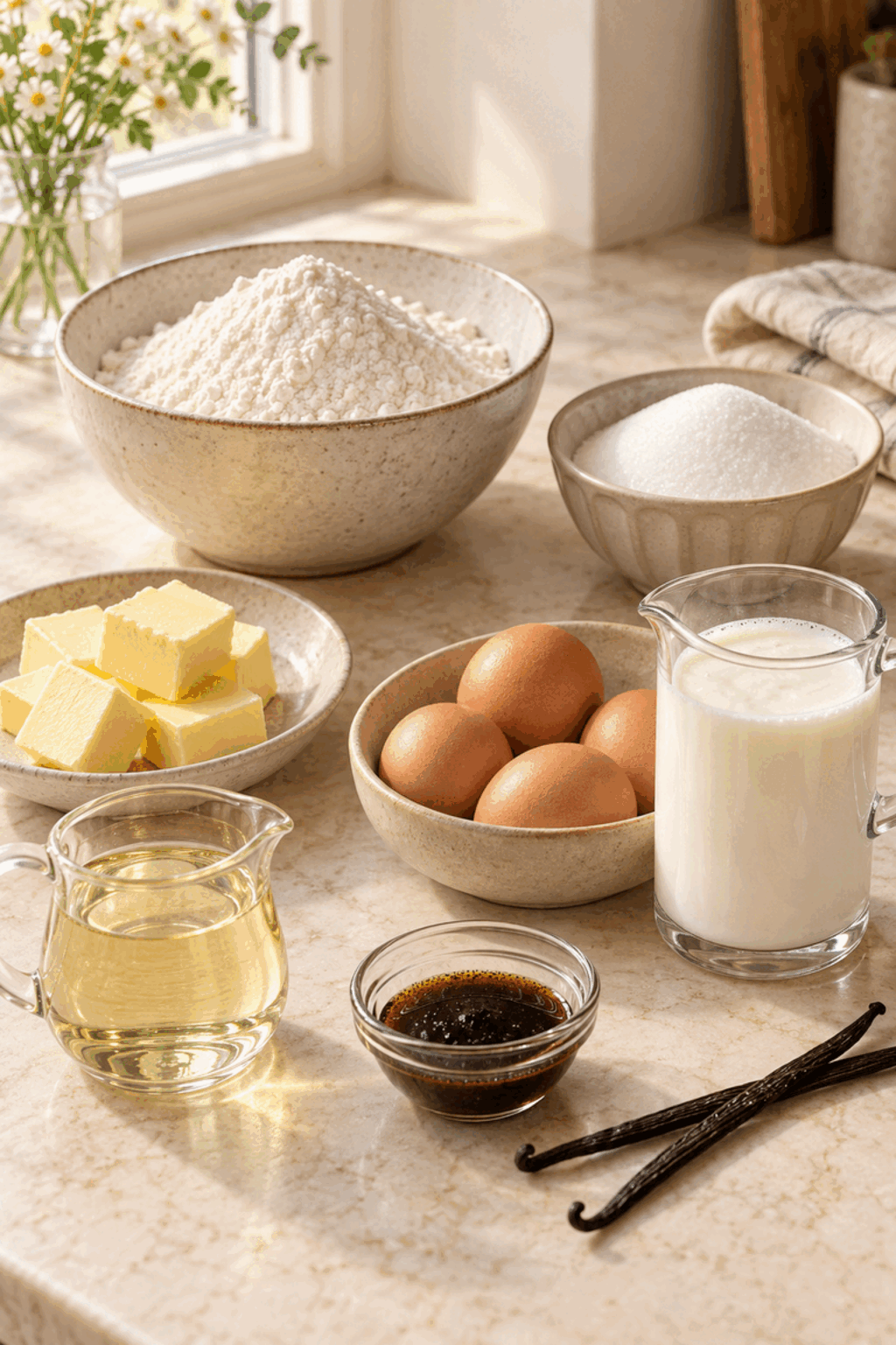 Ingredients for vanilla cake