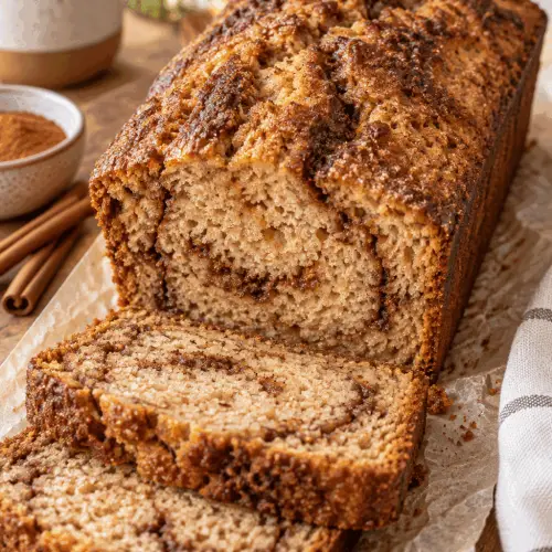 vegan cinnamon quick bread loaf
