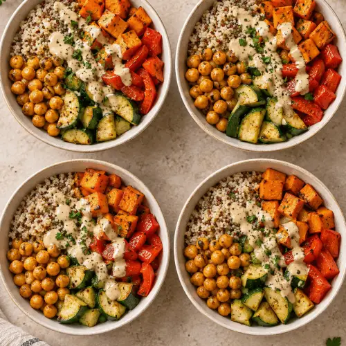 vegan meal prep bowls with maple glaze
