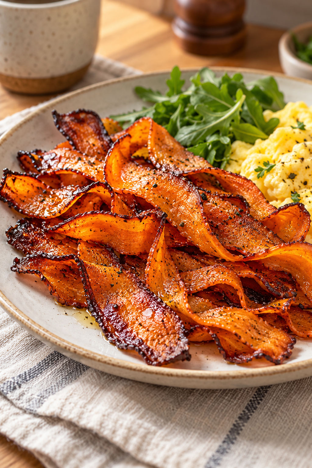 air fryer carrot bacon finished dish